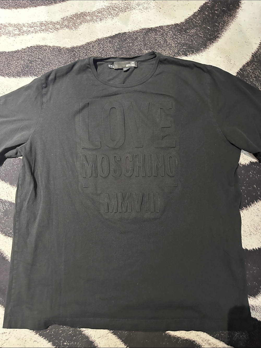 Love Moschino Black Embossed Logo T-Shirt
